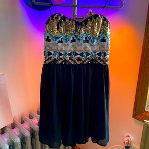 A. Byer Strapless Sequins Top Cocktail Dress